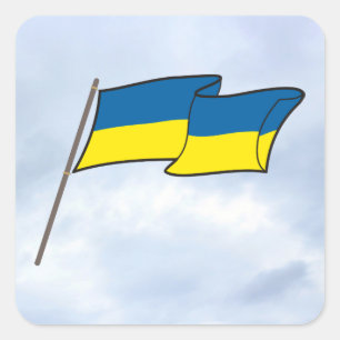 Flagga i Ukraina Fyrkantigt Klistermärke