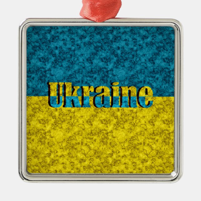 Flagga i Ukraina Julgransprydnad Metall (Framsidan)