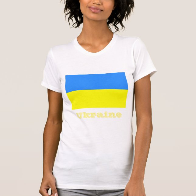 Flagga i Ukraina, märkt. T Shirt (Framsida)