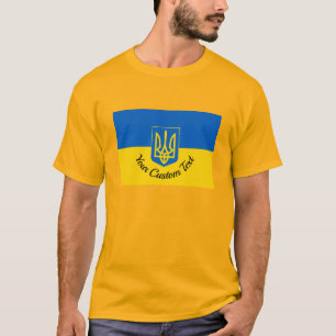 Flagga i Ukraina med jackande av arm och anpassnin T Shirt