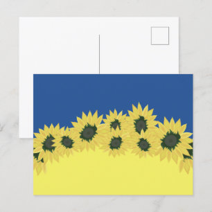 Flagga i Ukraina med solblommor Vykort