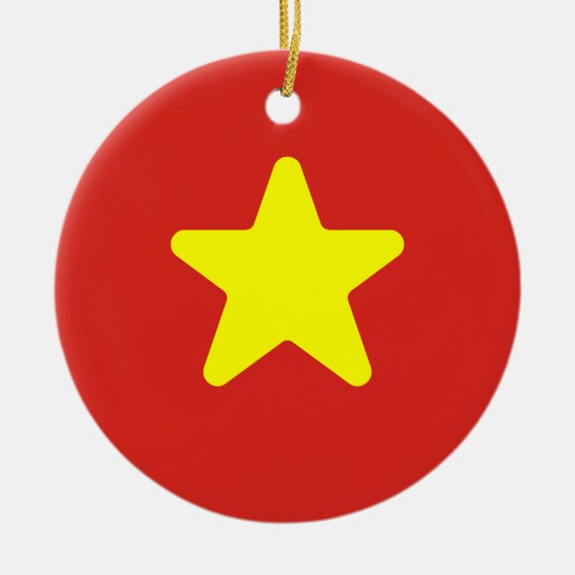 Flagga i Vietnam Julgransprydnad Keramik (Framsidan)