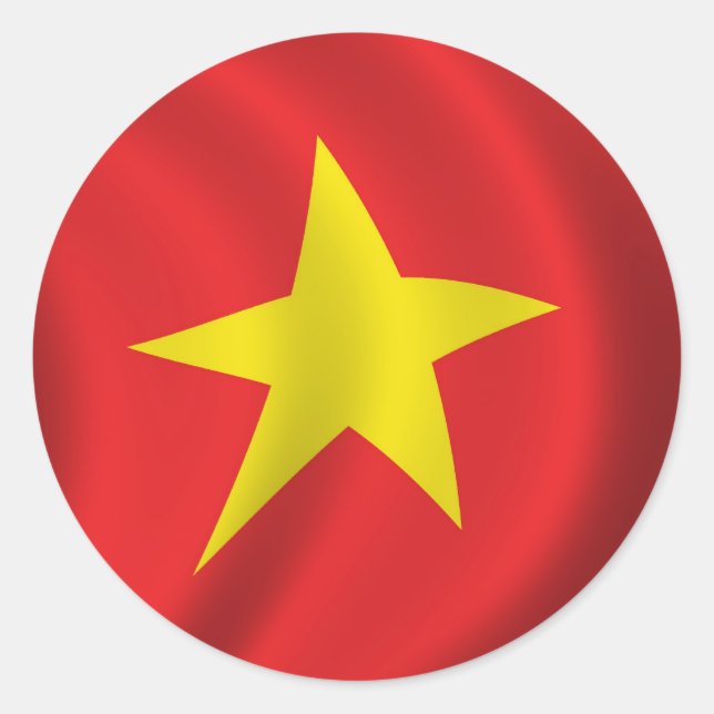 Flagga i Vietnam Runt Klistermärke (Framsida)