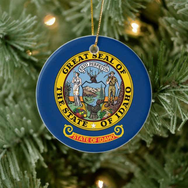 Flagga Idaho Julgransprydnad Keramik (Träd)