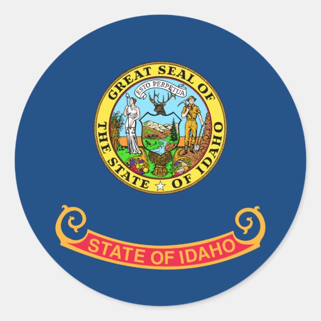 Flagga Idaho Luggage Runt Klistermärke (Framsida)