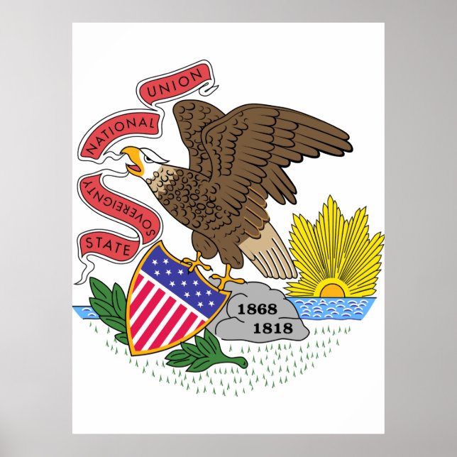 Flagga Illinois Poster (Framsidan)