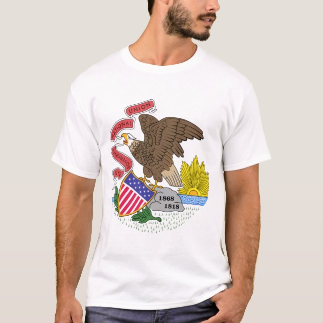 Flagga Illinois T Shirt (Framsida)