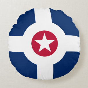 Flagga Indianapolis, Indiana Round Pillow Rund Kudde