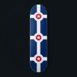Flagga Indianapolis, Indiana Skateboard<br><div class="desc">Skateboard med flagga av Indianapolis,  Indiana; blue flagga med vit kor och röd cirkel med vit stjärna i mitten</div>