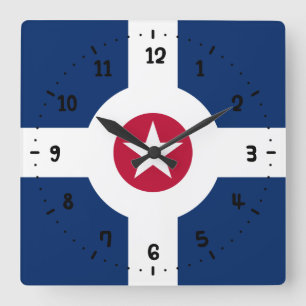 Flagga Indianapolis, Indiana Square Wall Clock Fyrkantig Klocka