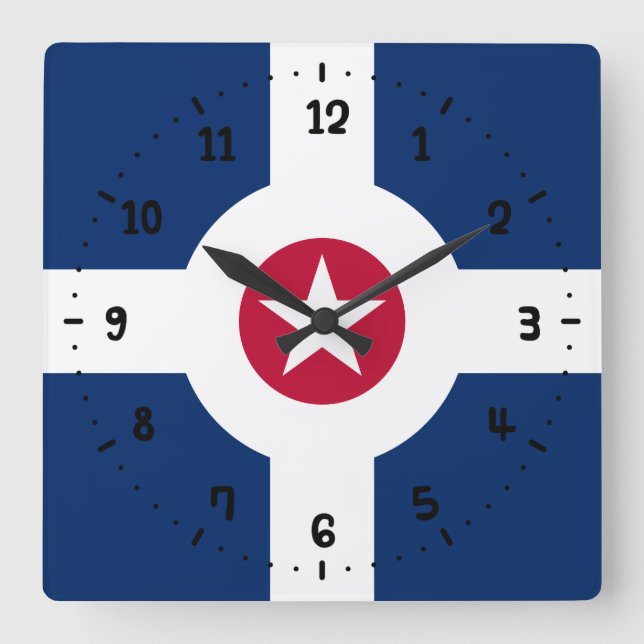 Flagga Indianapolis, Indiana Square Wall Clock Fyrkantig Klocka (Framsida)