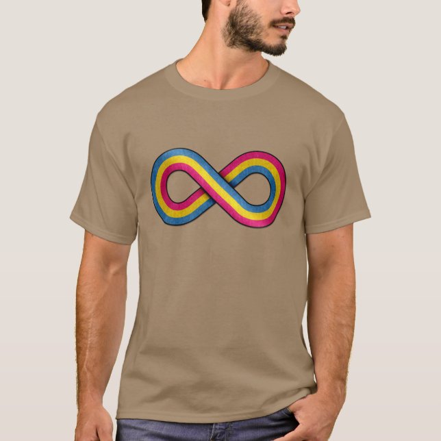 Flagga Infinity Vector Symbol Pansexual Pride Tee Shirt (Framsida)
