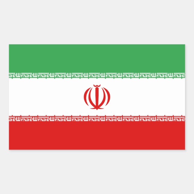 Flagga Iran Decal Sticker Rektangulärt Klistermärke (Framsida)