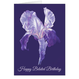 Flagga Iris-blommans art lila senkommen födelsedag Hälsningskort