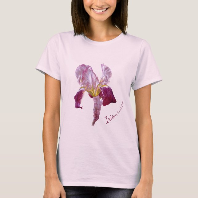 Flagga Iris bra konst djupt röda flickor t-shirt (Framsida)