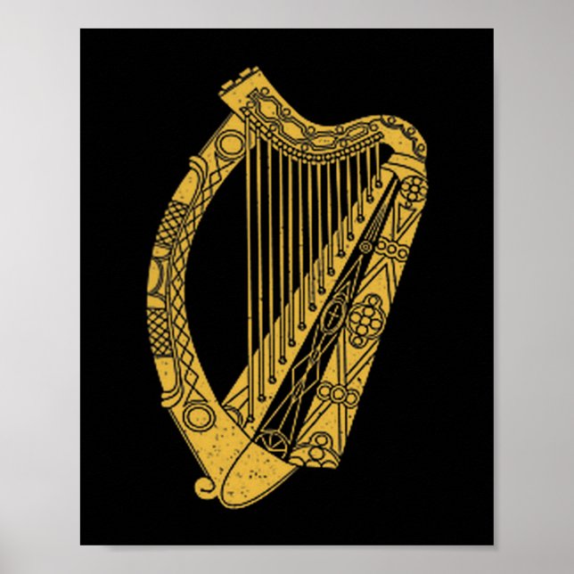 Flagga Irland Harpa Flagga Irländsk Harpa Symbol  Poster (Framsidan)