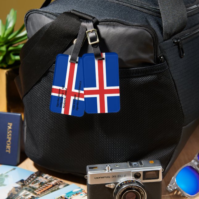 flagga island bagagebricka (Fram & Baksida)