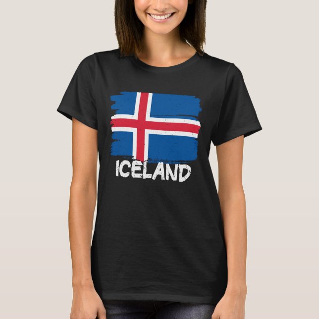 Flagga Island coola T Shirt (Framsida)