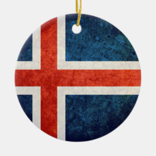 Flagga island julgransprydnad keramik