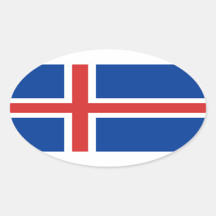 flagga island ovalt klistermärke