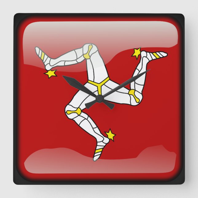 Flagga Isle of Man Fyrkantig Klocka (Framsida)