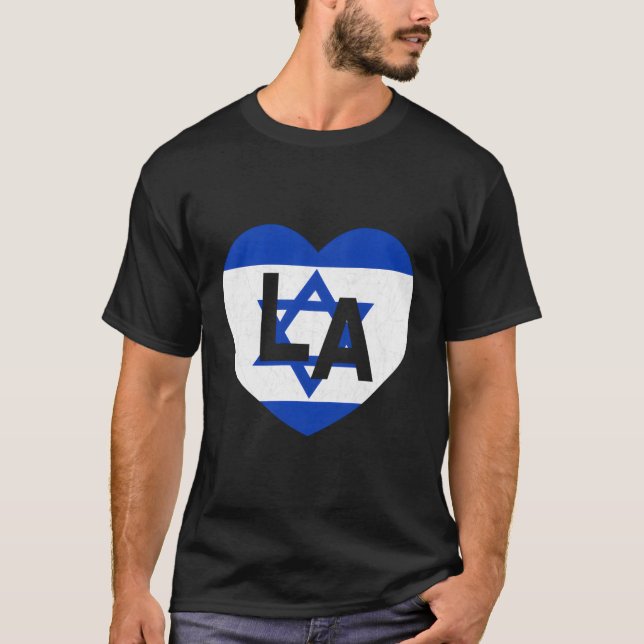 Flagga Israel World Land Flagga La Los Angeles I T Shirt (Framsida)