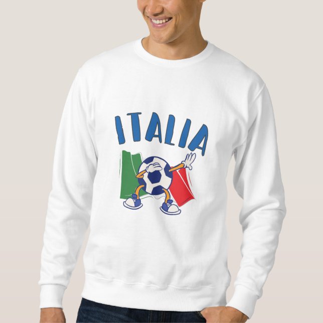 Flagga italien Dabbing Soccer Ball Lång Ärmad Tröja (Framsida)