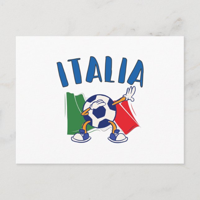 Flagga italien Dabbing Soccer Ball Vykort (Framsida)
