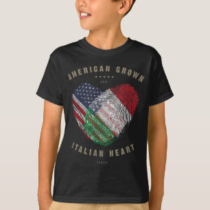 Flagga Italien i American Grown Italy Heart Kärle T Shirt