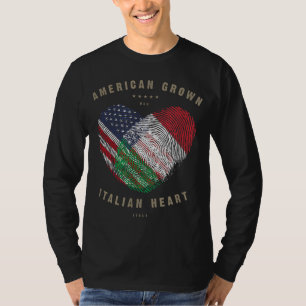 Flagga Italien  i American Grown Italy Heart Kärle T Shirt
