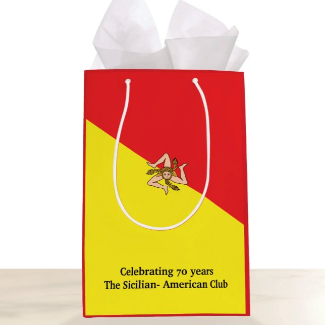 Flagga Italien Sicilien med anpassad text (Flag of Sicily Gift Bag with Custom Wording for Sicilian celebrations)
