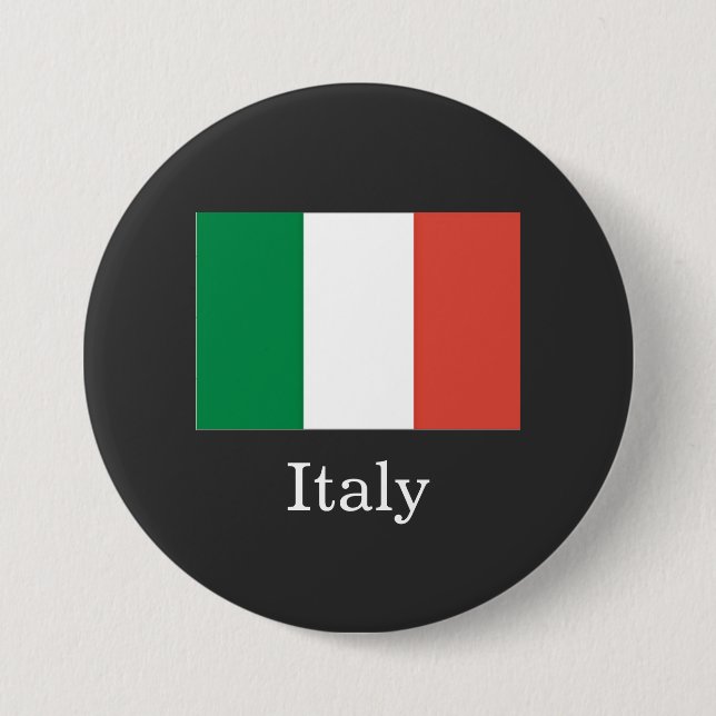 Flagga Italien, vit text, Knapp (Framsida)