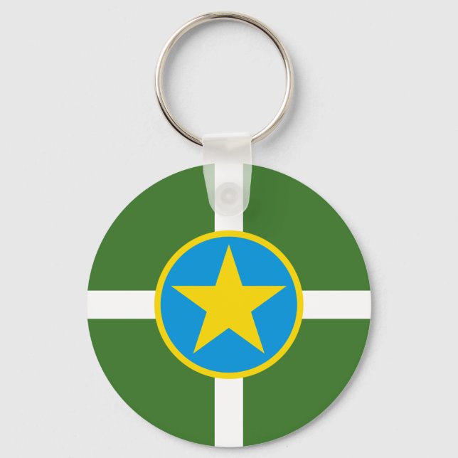 Flagga Jackson, Mississippi Keychain Nyckelring (Framsida)