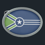 Flagga Jackson, Tennessee<br><div class="desc">Bälte Buckle med en design med flagga Jackson, Tennessee. En blå, grönt och vit flagga</div>