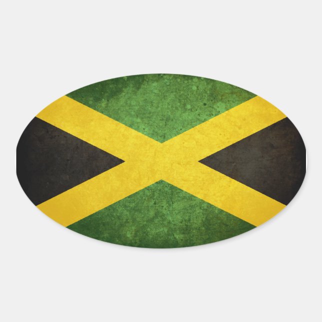Flagga Jamaica Ovalt Klistermärke (Framsida)