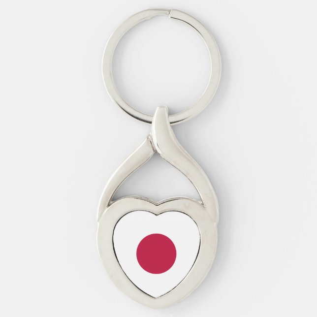 Flagga Japan Twisted Heart Silverfärgad Nyckelring (Framsidan)