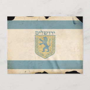Flagga Jerusalem, Israel Vykort