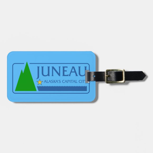 Flagga Juneau, Alaska Luggage Tag Bagagebricka (Horisontell Framsida)