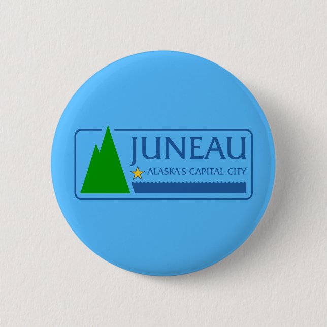 Flagga Juneau, Alaska Pinback Button Knapp (Framsida)