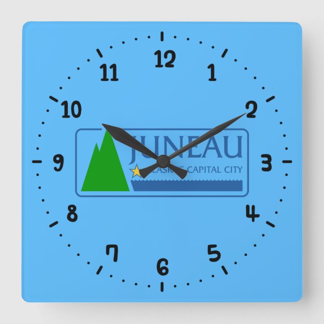 Flagga Juneau, Alaska Square Wall Clock Fyrkantig Klocka (Framsida)