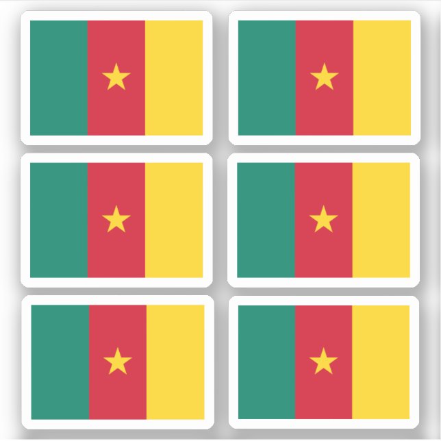 Flagga Kamerun - en samlingsetikett Klistermärken (Framsida)