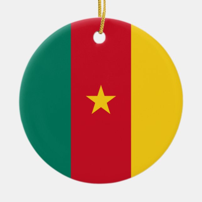 Flagga Kamerun Julgransprydnad Keramik (Framsidan)