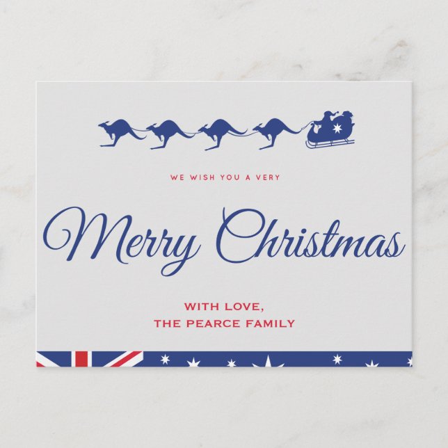 Flagga Kangaroo Merry Vykort (Framsida)