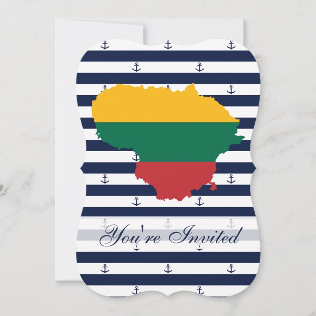 Flagga/karta av Litauen på randig bakgrund Inbjudningar (Framsida)