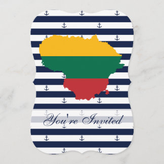 Flagga/karta av Litauen på randig bakgrund Inbjudningar