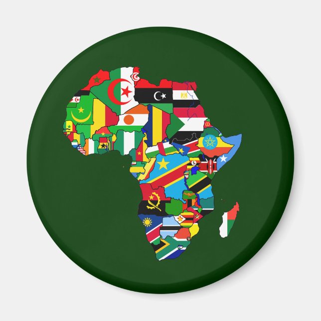 Flagga Karta i Afrika Flaggor - Afrikas kulturgåva Magnet (Framsidan)