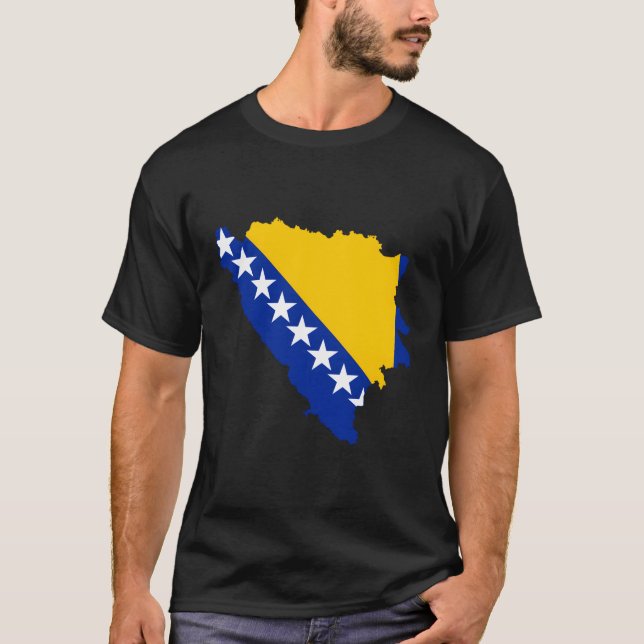 Flagga Karta i Bosnien och Hercegovina T Shirt (Framsida)