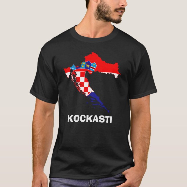 Flagga Karta i Kroatien Kockasti T-Shirt (Framsida)