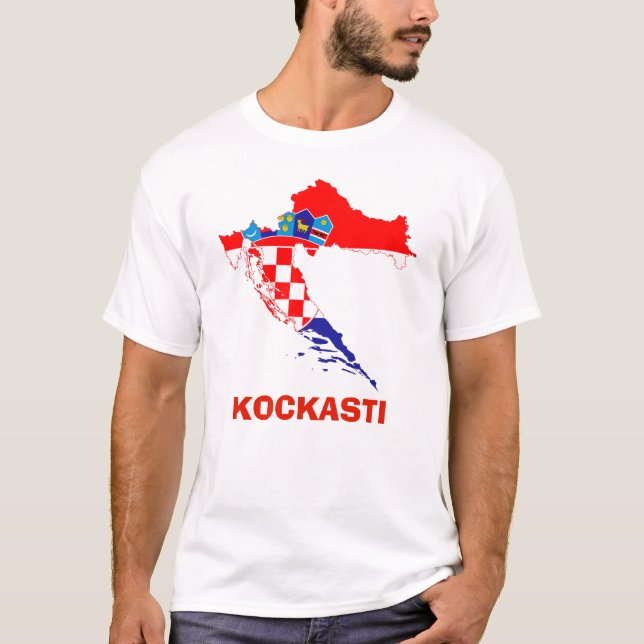 Flagga Karta i Kroatien Kockasti T-Shirt (Framsida)