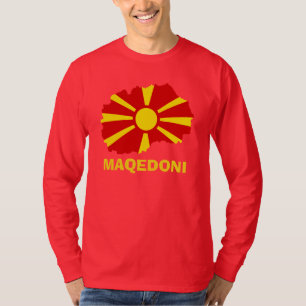 Flagga Karta i Maqedoni Långärmad T-Shirt